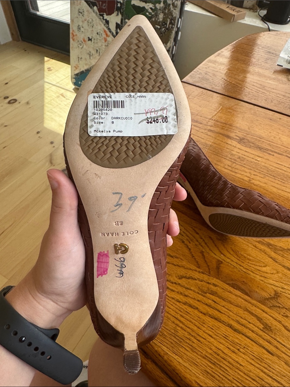 Cole Haan Mckeyla Woven Pointed Toe Pumps in Brown - Picture 3 of 3
